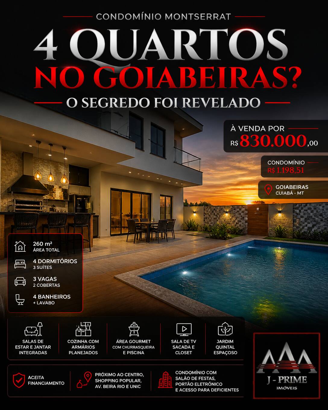 Casa Condominio Montserrat à Venda no Goiabeiras Cuiabá | 4 Quartos
