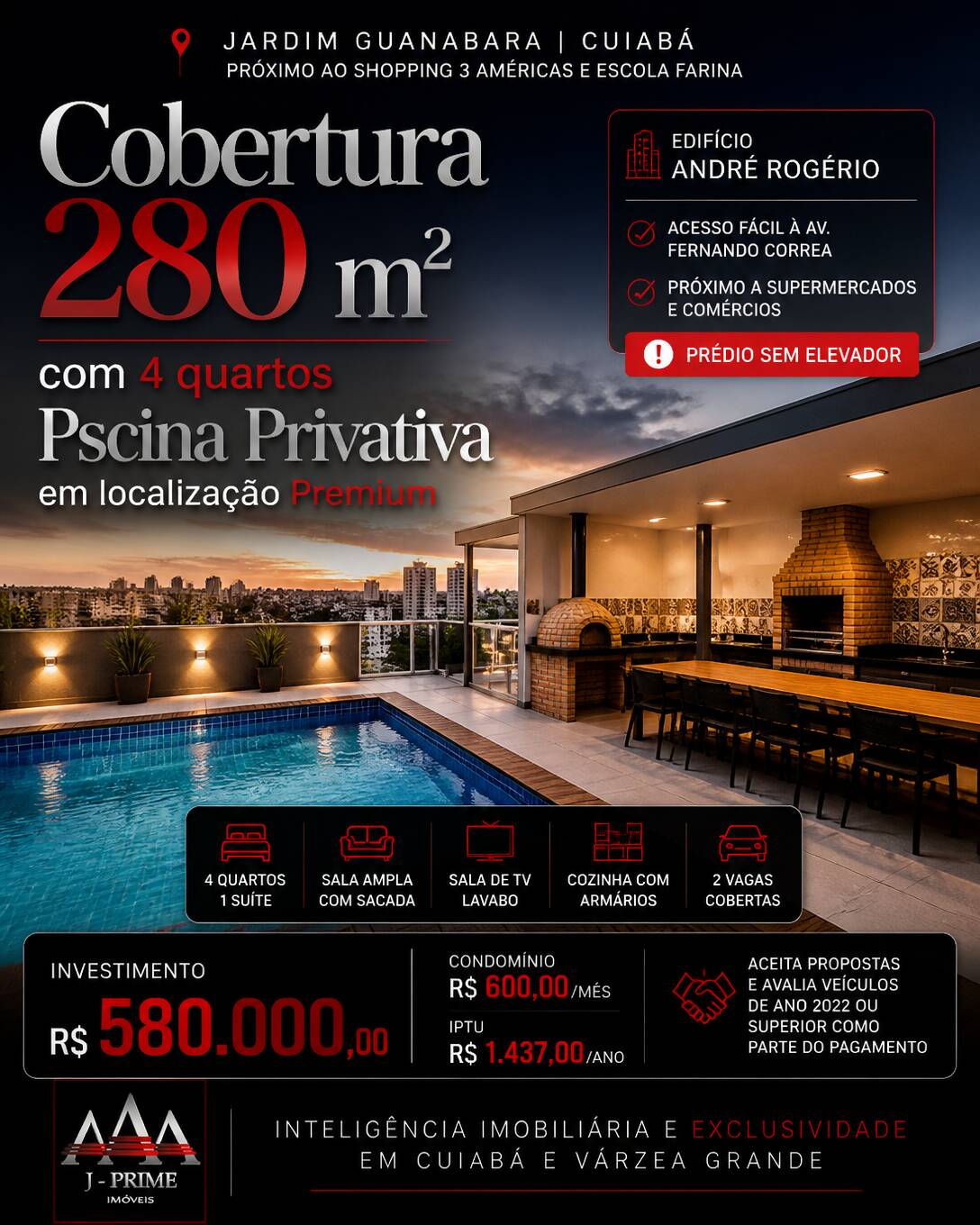 Cobertura Duplex proximo avenida Fernando Correa Jardim Guanabara